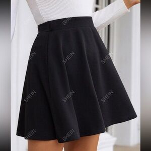 shein frenchy high waist textured flare skirt - black, size S